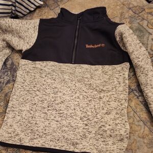 Timberland Black and Cream Half-Zip Sweater